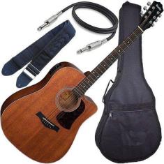 Kit Violão Shelby Eletroacústico Aço Eq 3 Bandas Sgd195C
