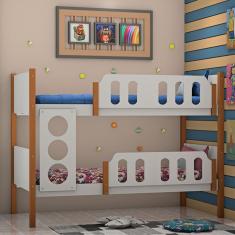 Beliche Infantil Solteiro Ônix - Branco Castanho Claro - Divaloto Móveis