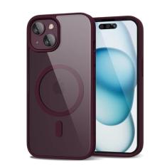 oakxco Capa magnética transparente para iPhone 15, compatível com Magsafe, fina, fina, transparente, não amarela, amortecedor de silicone macio híbrido e capa protetora de plástico rígido para