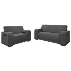 Conjunto de Sofás Estofar Atlanta 2 e 3 Lugares com Tecido Veludo - Ci