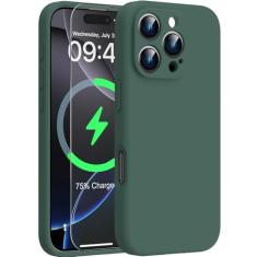 Goodon Capa magnética para iPhone 16 Pro Max com protetor de tela - Compatível com carregamento sem fio - Proteção total da câmera - Capa protetora de silicone à prova de choque para homens, mulheres