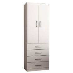 Guarda Roupa Solteiro Camiseiro 2 Portas 4 Gavetas Evidencia Cor Branco