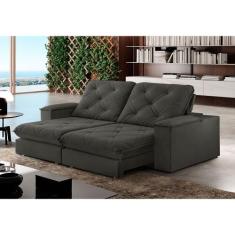 Sofa Retrátil Cuiabá 2,30m Mola Ensacada 04 Lugares Txr, Cinza