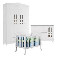 Quarto De Bebê New Selena 4 Portas Com Berço Lila E Cômoda Gran Selena