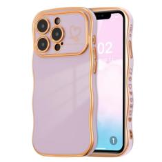 ZTOFERA Capa para iPhone 12 Pro Max de 6,7 polegadas, linda capa ondulada encaracolada com estampa de coração de amor, borda banhada de luxo, proteção total para câmera, à prova de choque, para