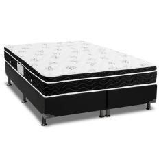 Cama Box Queen: Colchão Molas Bonnel Ortobom Nanolastic Physical Spring + Base Black(158X198)