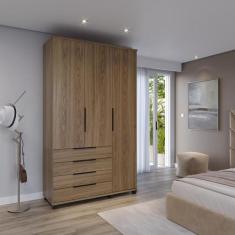 Guarda-Roupa Solteiro 3 Portas 4 Gavetas 100% MDF Allen 136 cm - Freij
