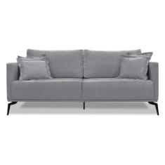Sofá 3 Lugares Lazio Linho Cinza 200 cm - Spezzia Decor