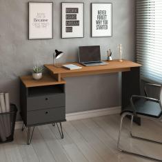 Escrivaninha Plus Home Office 2 Gavetas Freijó-preto