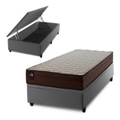 Conjunto Box Baú Atlanta Marrom 88x188x69 Espuma D45 - King House