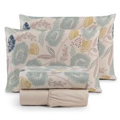 Jogo de Lençol Queen 4 Peças Percal 300 Fios Estampado Lisboa - Linda 