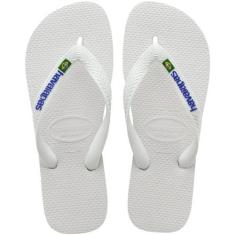 Chinelo Havaianas Brasil Logo Bandeira, 45/46, Branco