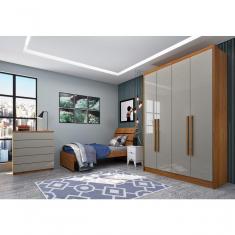 Guarda Roupa Solteiro 4 Portas 2 Gavetas - Dinamarca-cinamomo-off White - Tcil Móveis