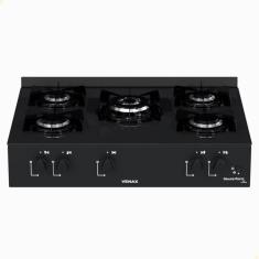 Fogão De Mesa 5 Bocas Venax Grand Petit Line Preto Gás Glp Automático Bivolt 26007