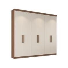 Guarda-Roupa Casal Édez Luna, 6 Portas 2,33m, Off White e Touch Noguei