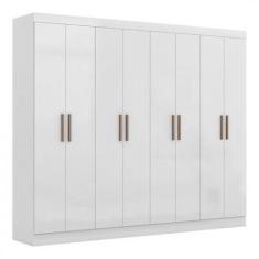 GuardaRoupa Roupeiro Maxel Paris, 8 Portas, 4 Gavetas, 100 MDF, Branco