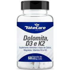 Dolomita Magnésio Vitamina D3/K2 60 Cápsulas Take Care