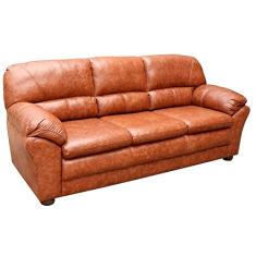 Sofá 3 Lugares Laura 212cm Couro Marrom Envelhecido - Gran Belo