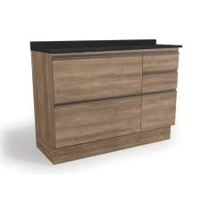Balcão De Cozinha Modulado Maxxi G746 4 Gavetas E 1 Porta C/tampo 120cm Nogal/preto Brilho - Kappesberg