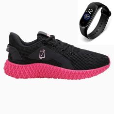 Tenis Feminino Esporte Academia Caminhada Ortopêdico Sola Reta + Relógio-Feminino