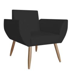 Poltrona Decorativa Flora Pés Palito Suede Preto - DS Estofados