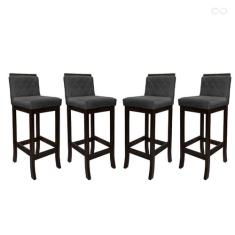 Kit 4 Banquetas Média em Madeira Maciça Nice Matelassê Suede Cinza CCS