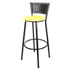 Banqueta Alta Ratan Hawai Preta - Lamar Design, Amarelo