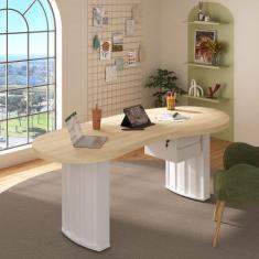 Escrivaninha Mesa Escritório Diretor Organic com 2 Gavetas 200cm Carva