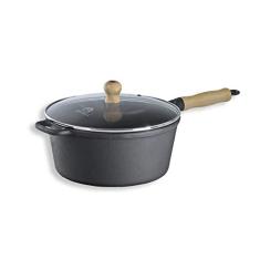 Caçarola Cabo De Madeira Tampa De Vidro 3,88 Litro 24cm