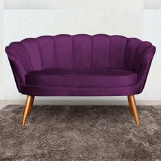 Namoradeira Estofada Decorativa Para Recepção Pétala Veludo Roxo - LM DECOR
