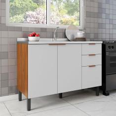 Balcão Bartira Universal com 2 Portas e 3 Gavetas - 120 cm de Largura