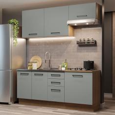 Cozinha Completa 180003 Com Armário E Balcão Rustic/Cinza