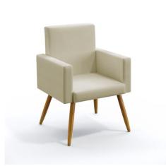 Poltrona Vega Para Sala de Estar Sued Bege Aradecor