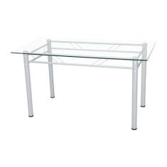 Mesa de Jantar Com Tampo De Vidro Retangular 107cm Palma Branco Artefa