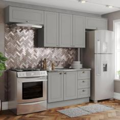 Cozinha Completa Americana 7 Portas 3 Gavetas 100% Mdf Cinza - Henn, C