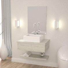 Gabinete para Banheiro com Cuba Q35 e Prateleira 605w Metrópole - Comp