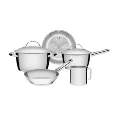 Jogo de Panelas Tramontina Allegra em Aço Inox com Fundo Triplo 5 Peça
