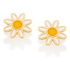 Brinco Infantil Formato Flor Margarida, Com 526711 - Rommanel, Amarelo