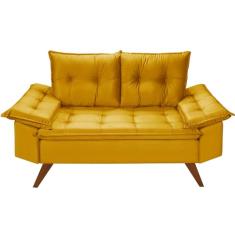 Sofa Bariloche 2 Lugares Pés em Madeira (Amarelo)