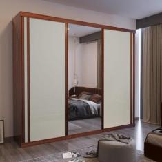 Guarda-Roupa Casal Theo Esp 100%MDF 3 Pts 6 Gav Bom Pastor, Amêndoa/Of