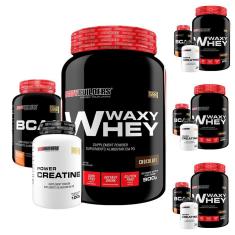 SUPER COMBO AMIGOS 2: 4x Waxy Whey Protein 900g + 4x Creatina + 4x BCAA - Bodybuilders - way/wey-Unissex