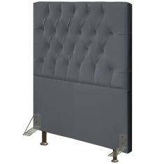 Cabeceira Cama Box Solteiro 90cm Diamante D10 Suede Cinza