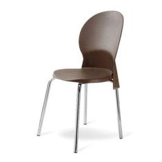 Cadeira Base Cromada Linha Polipropileno Milano Marrom