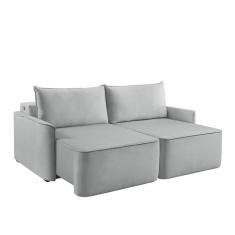Sofá 3 Lugares Retrátil Moon com USB Linho Gelo 220 cm