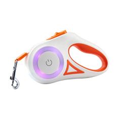 Coleira retrátil para animais de estimação, trelas ergonômicas, alças retráteis, design confortável, coleira de caminhada para cães, firme e durável, trela automática com controle de toque LED