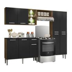 Armário de Cozinha Compacta c/ 2 Leds Balcão c/ Tampo 3 pç Pequim Mult