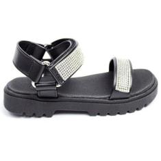 Sandália Infantil Molekinha Menina Strass Feminina 2344.135, Preto, 29