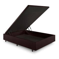 Cama Box Baú Viúvo 120x203x34 cm Courino Linho Marrom