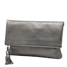 Bolsa Carteira Clutch de Couro Mariart Hibisco, Onix