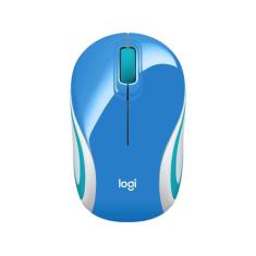 Mini Mouse Sem Fio Logitech Laser 1000Dpi 3 Botões M187 Azul